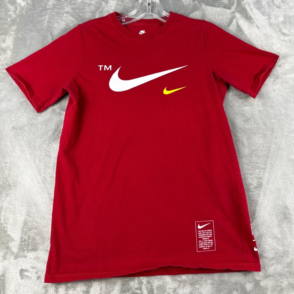 Nike T-shirt Boys Large Sportswear Red Multi Swoosh Graphic EUC